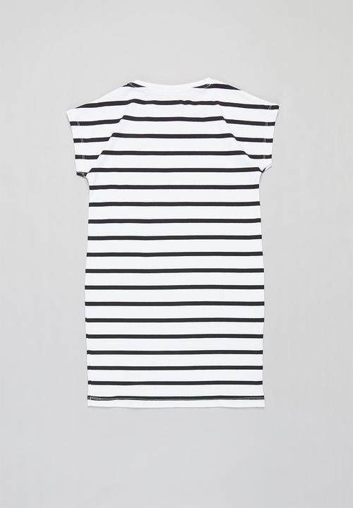 SISSY BOY - Short sleeve stripe T-shirt dress - black & white