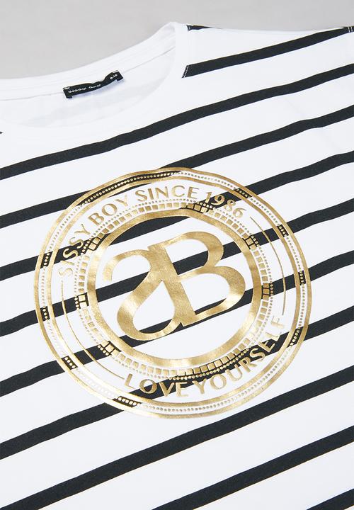 SISSY BOY - Short sleeve stripe T-shirt dress - black & white