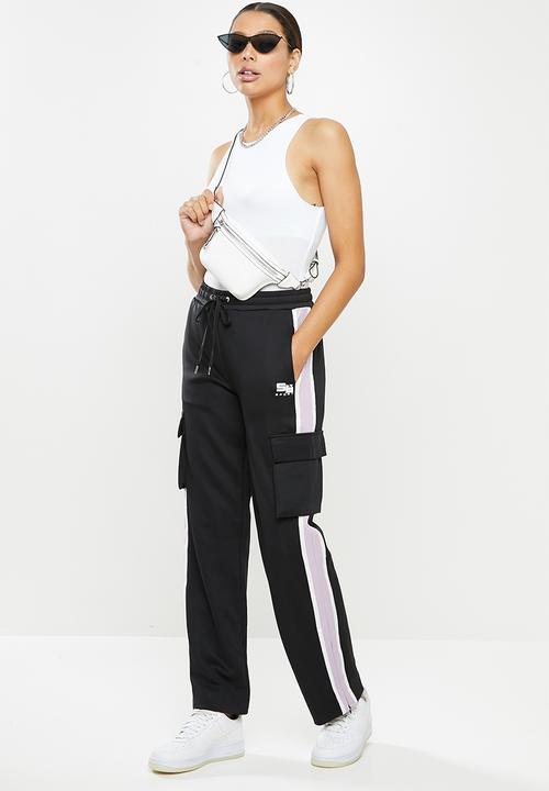 SISSY BOY - Track pants with zippable ankle areas - black & lilac