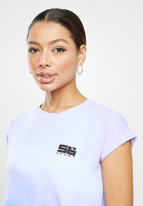 SISSY BOY - Tie dye crop logo tee - lilac & blue 