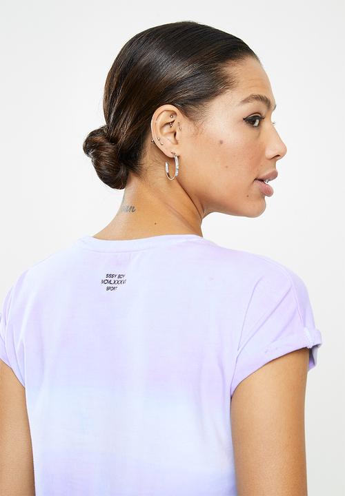 SISSY BOY - Tie dye crop logo tee - lilac & blue 