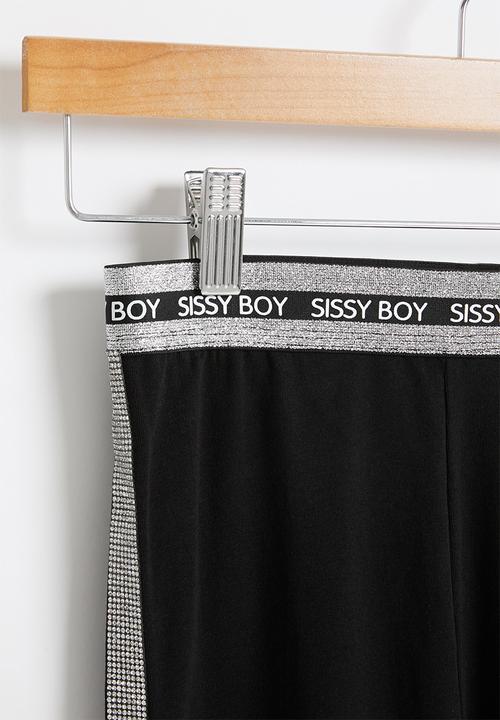 SISSY BOY - Blinged up leggings with diamante - black