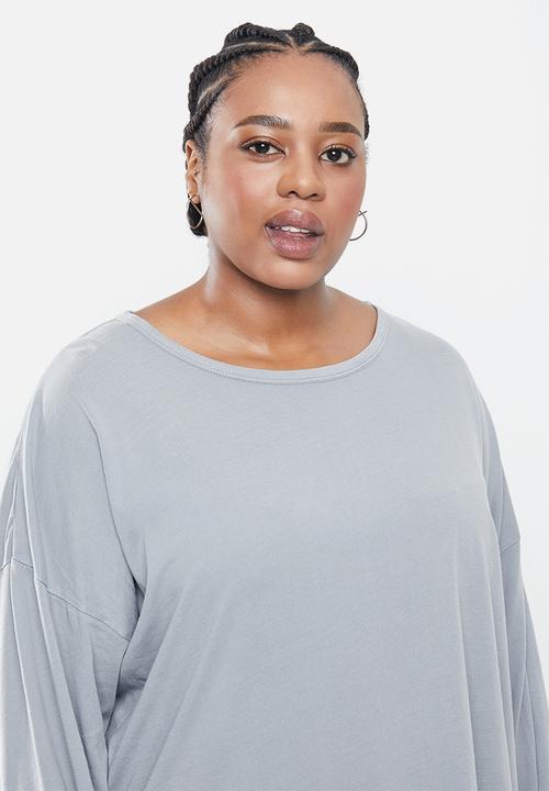 Cotton On - Curve Kyle oversized long sleeve top - grey 