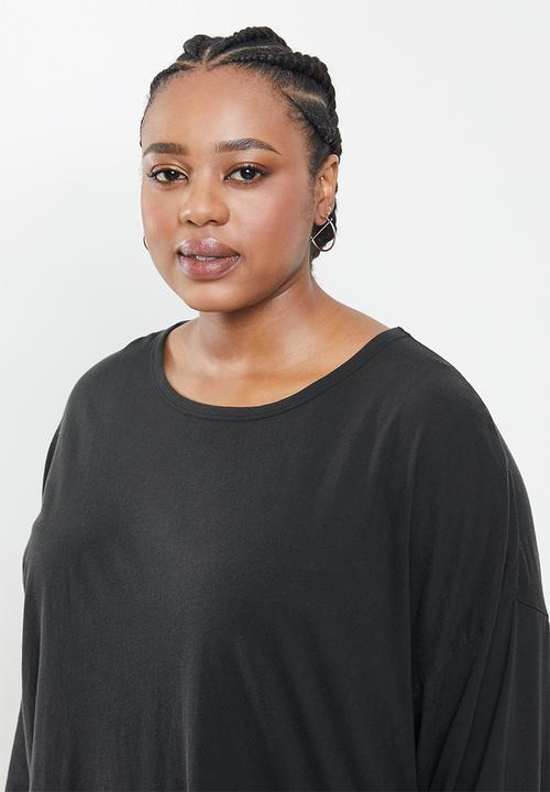 Cotton On - Curve Kyle oversized long sleeve top - washed black