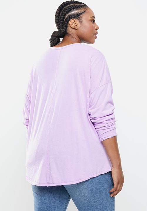 Cotton On - Curve Kyle oversized long sleeve top - lilac
