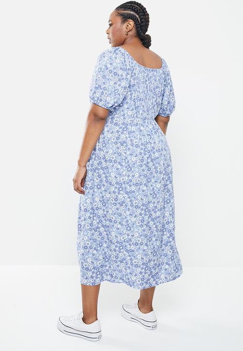 Cotton On - Curve Mary midi dress - blue