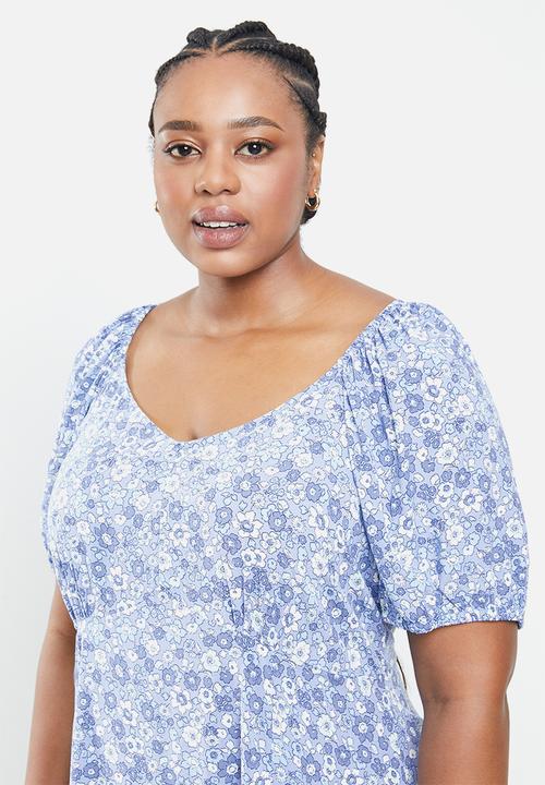 Cotton On - Curve Mary midi dress - blue