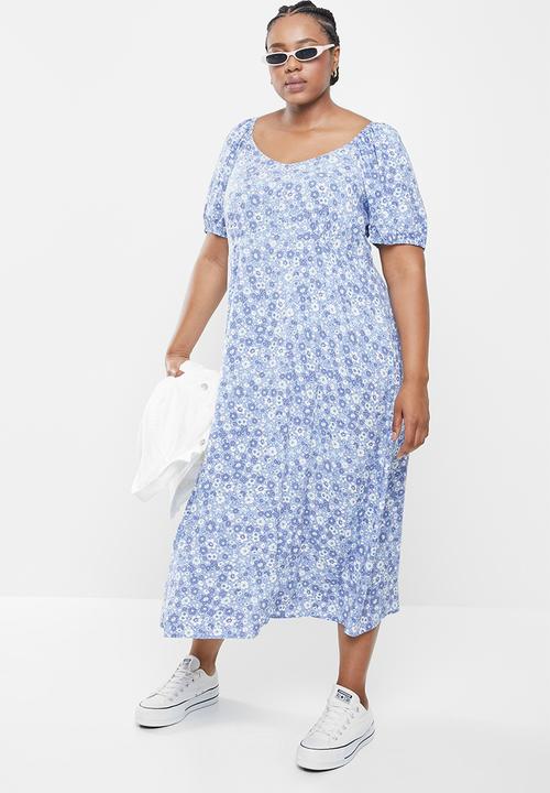 Cotton On - Curve Mary midi dress - blue