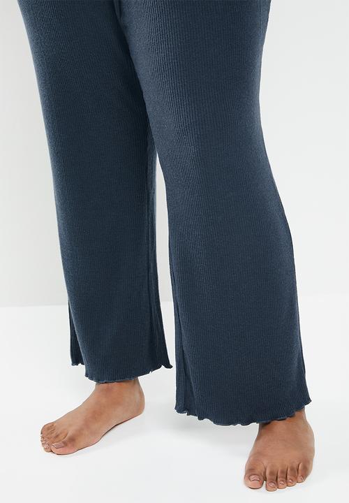Cotton On - Curve super soft rib lounge pant - navy 