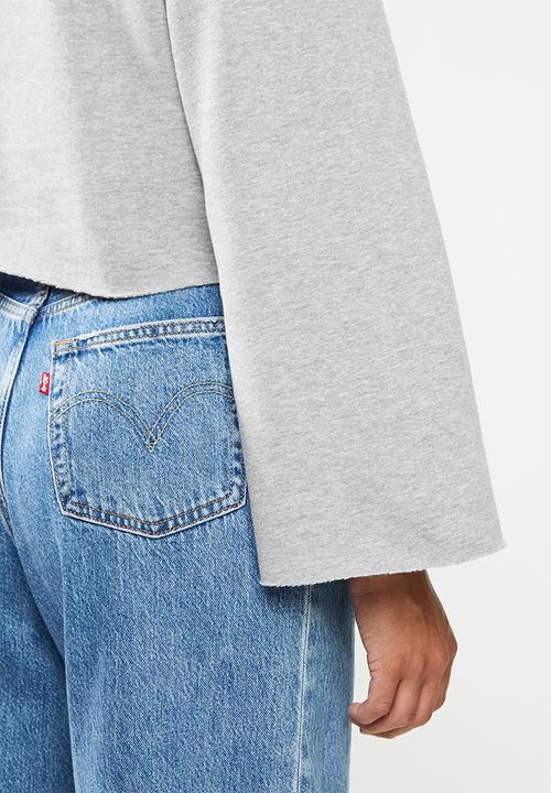 Blake - Fleece bell sleeve cropped sweater - grey 