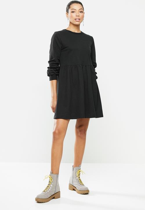 Blake - Fleece babydoll mini dress - black 