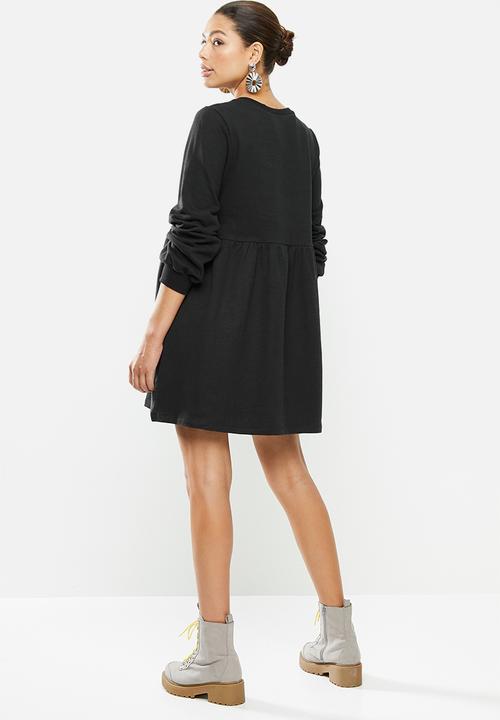 Blake - Fleece babydoll mini dress - black 
