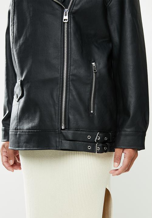 Missguided - Longline vintage biker - black