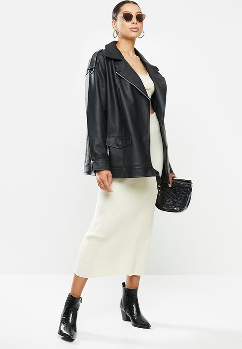Missguided - Longline vintage biker - black
