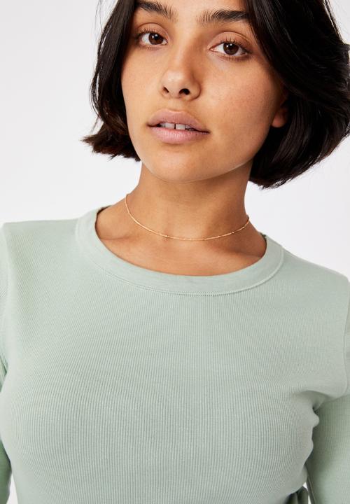 Cotton On - The turn back long sleeve top - sage 