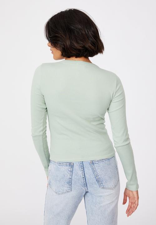 Cotton On - The turn back long sleeve top - sage 