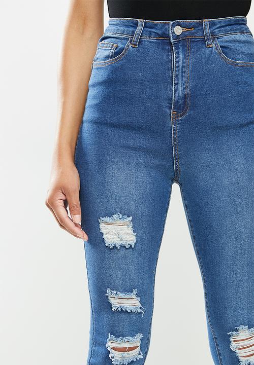 Missguided - Assets distress sinner skinny jean - blue