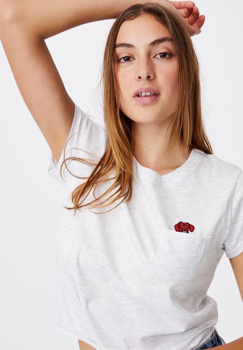 Cotton On - Tie front graphic tee marle - grey 