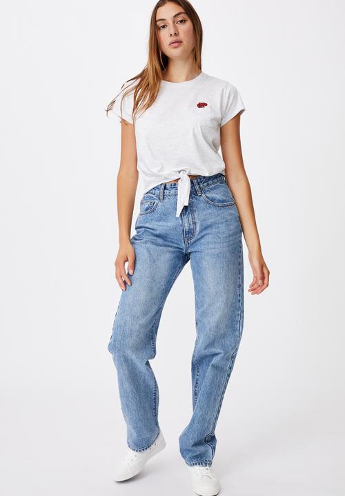 Cotton On - Tie front graphic tee marle - grey 