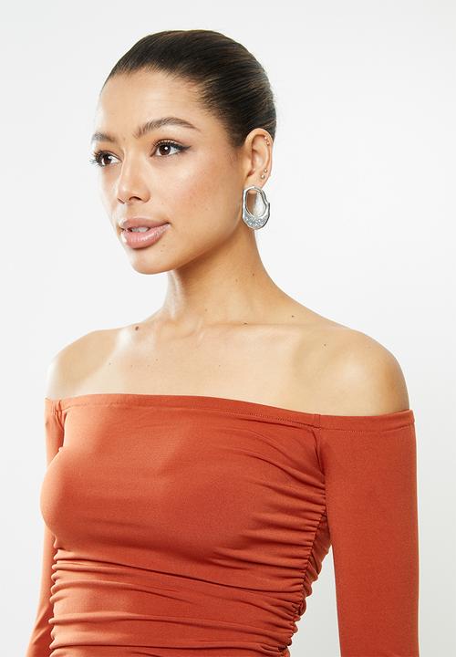 MILLA - Ruched bodycon midaxi dress - orange 