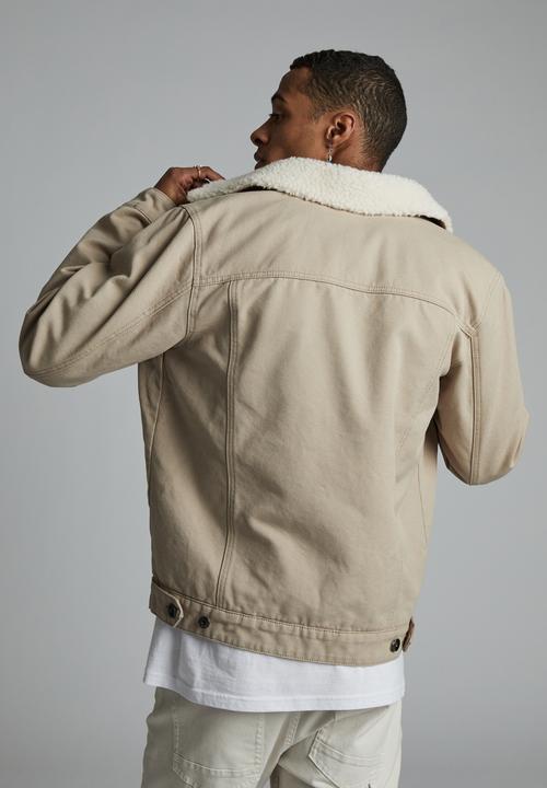 Cotton On - Borg denim jacket - stone