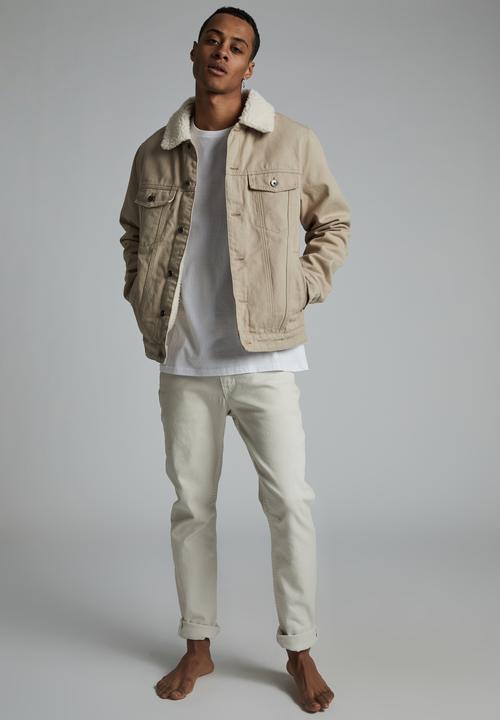 Cotton On - Borg denim jacket - stone
