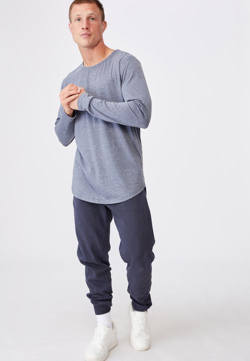 Cotton On - Longline scoop long sleeve T-shirt - dusty blue 