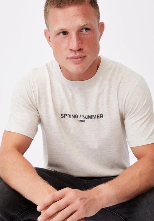 Cotton On - Tbar text T-shirt - neutral 