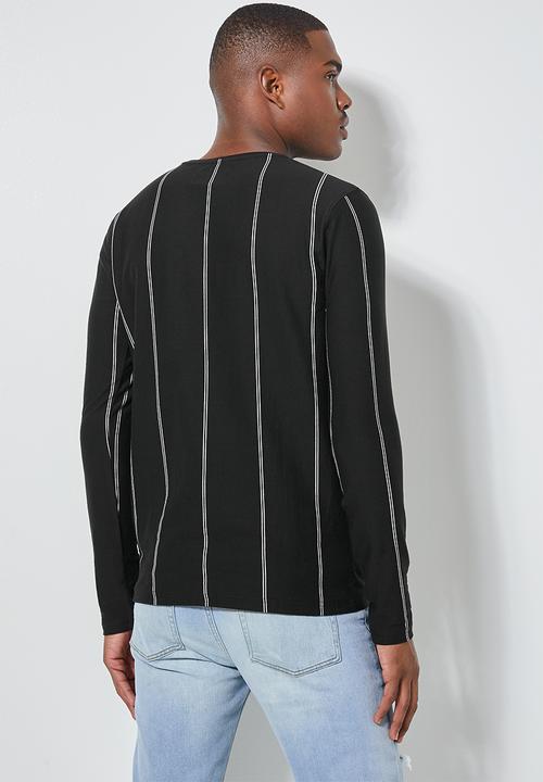Superbalist - Nate long sleeve vertical stripe tee - black & white