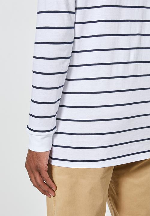 Superbalist - Stripe crew neck tee - white & navy 