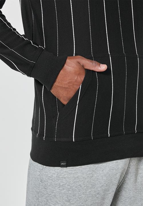 Superbalist - Maddox stripe pullover hoodie - black & white 