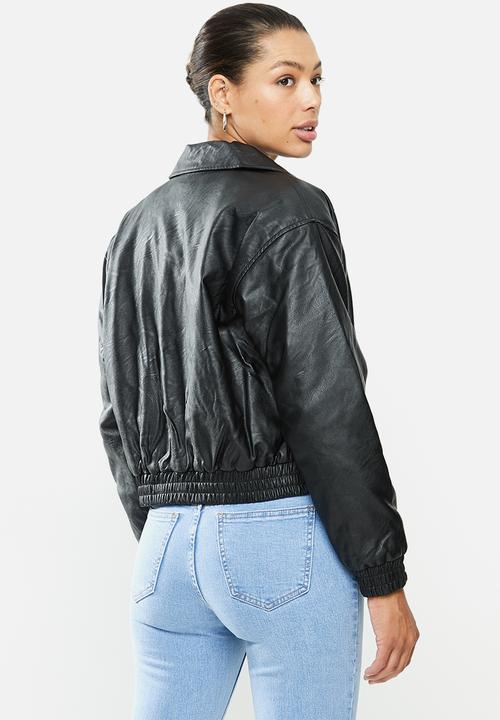 Cotton On - Vegan leather quilted bomber - black