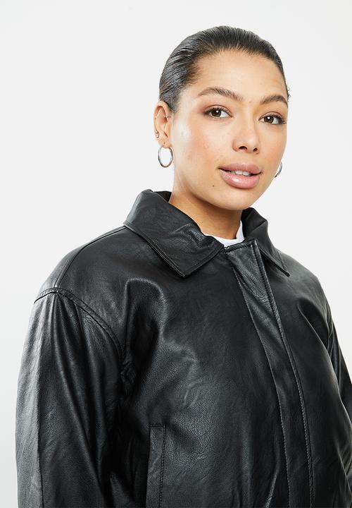 Cotton On - Vegan leather quilted bomber - black