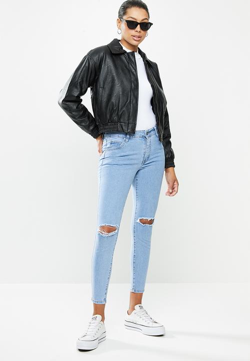Cotton On - Vegan leather quilted bomber - black