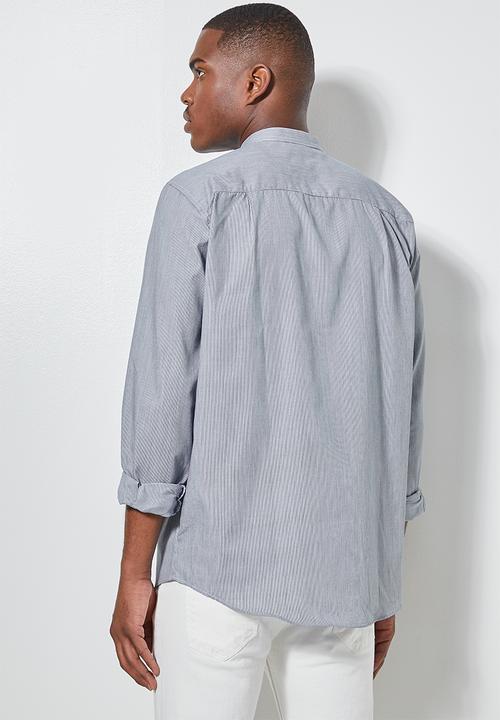 Superbalist - Lee regular fit mandarin stripe shirt - navy & white