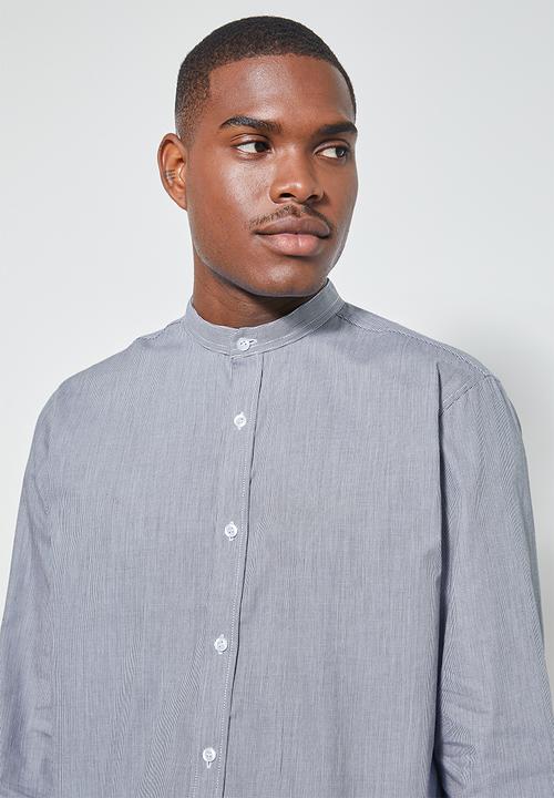 Superbalist - Lee regular fit mandarin stripe shirt - navy & white