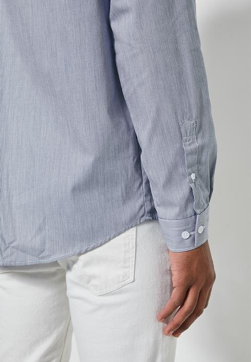 Superbalist - Lee regular fit mandarin stripe shirt - navy & white
