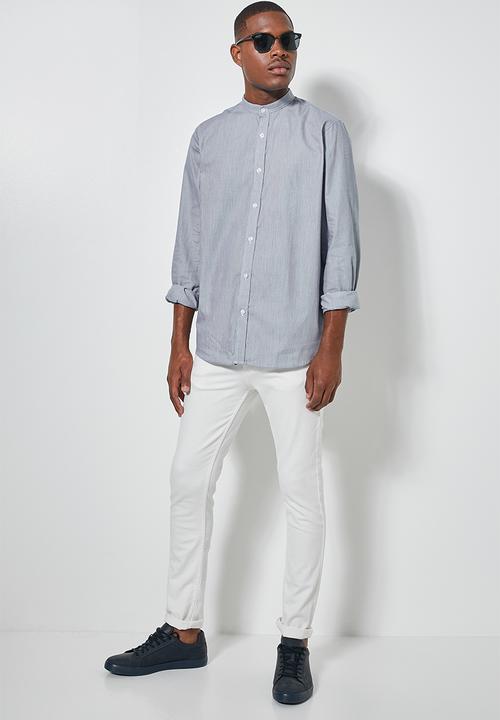 Superbalist - Lee regular fit mandarin stripe shirt - navy & white