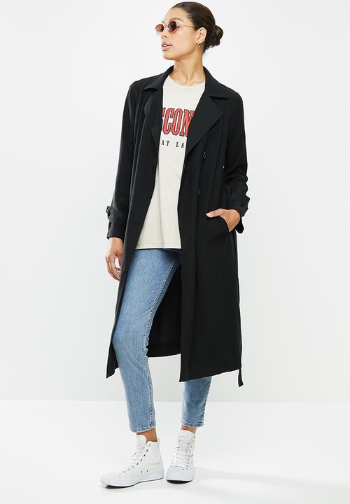 Cotton On - Casual drapey trench - black
