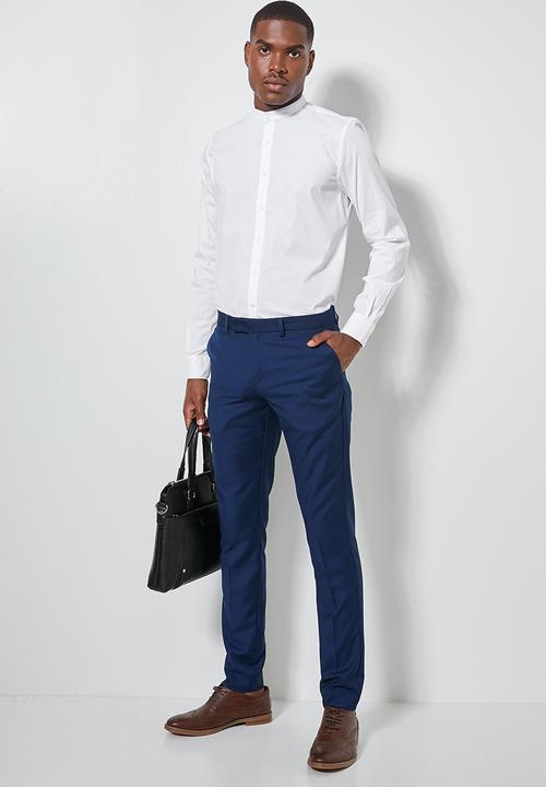Superbalist - Wu slim strech mandarin shirt - white 