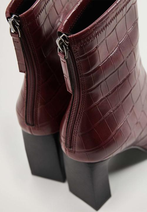 MANGO - Punto ankle boot - dark red
