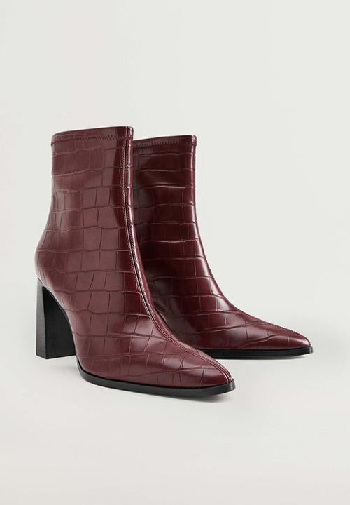 MANGO - Punto ankle boot - dark red