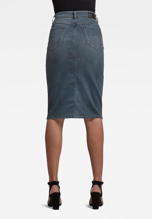 G-STAR - Noxer navy pencil button skirt - blue