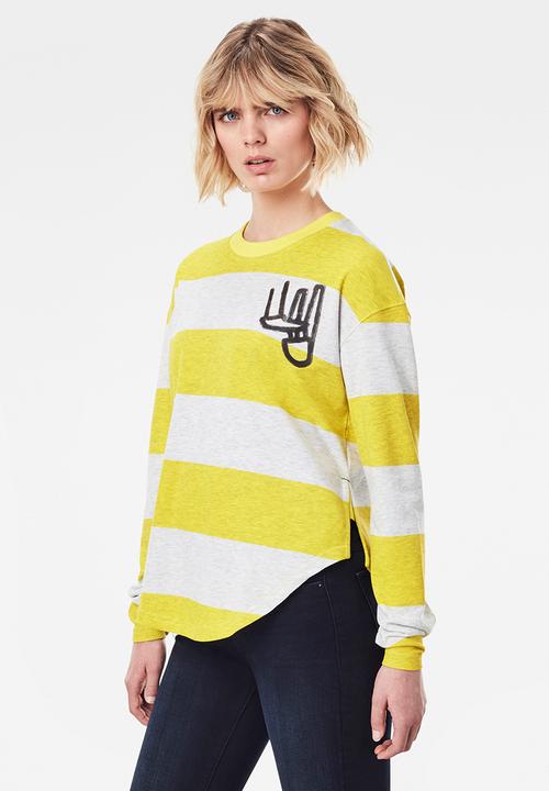 G-STAR - Striped sweater - yellow & white 