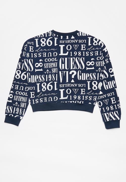 GUESS - Girls all over print active top - navy