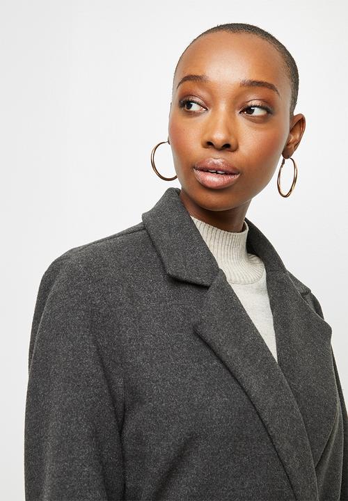 edit - Unlined belted coat - charcoal