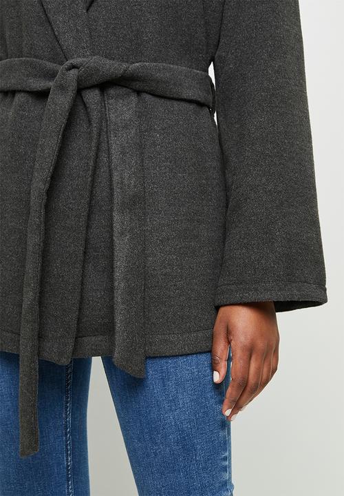 edit - Unlined belted coat - charcoal