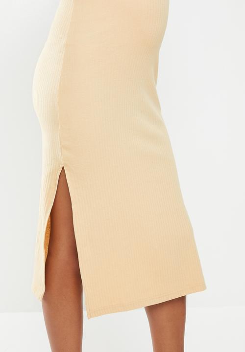 Missguided - Maternity rib midaxi belted dress - taupe