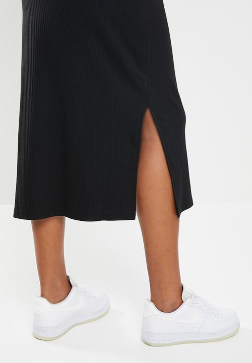 Missguided - Maternity ribbed split side midi skirt - black