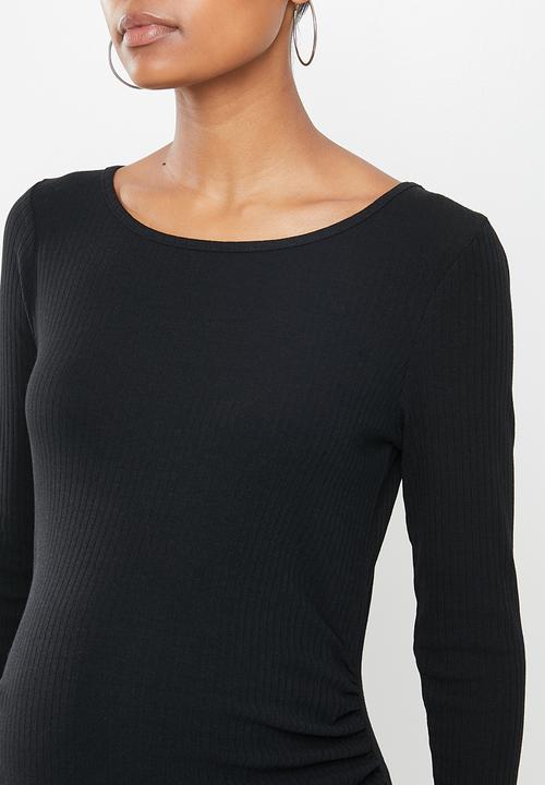 Cotton On - Maternity lettuce edge long sleeve dress - black